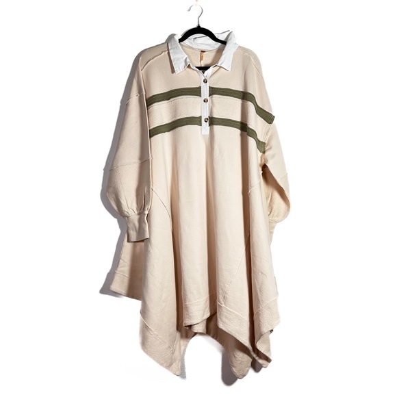 Free People Blair Sweatshirt Dress In Oatmeal Combo sz Small NWOT Oversized Fit - Picture 2 of 9